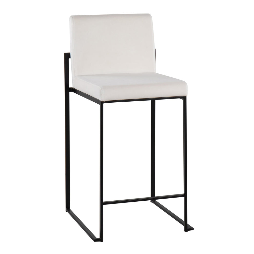 Fuji Contemporary High Back Counter Stool in Black Steel and Black Velvet By LumiSource - Set of 2 | Counter Stools | Modishstore - 13