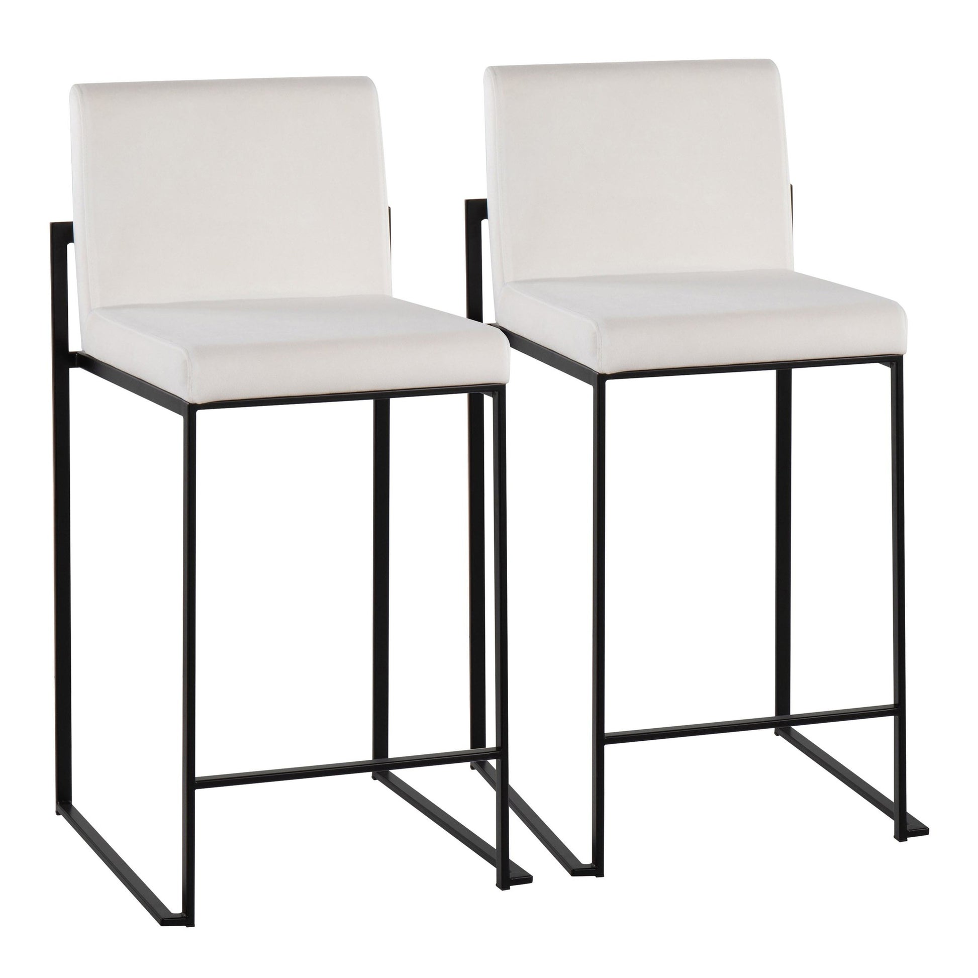 Fuji Contemporary High Back Counter Stool in Black Steel and Black Velvet By LumiSource - Set of 2 | Counter Stools | Modishstore - 9