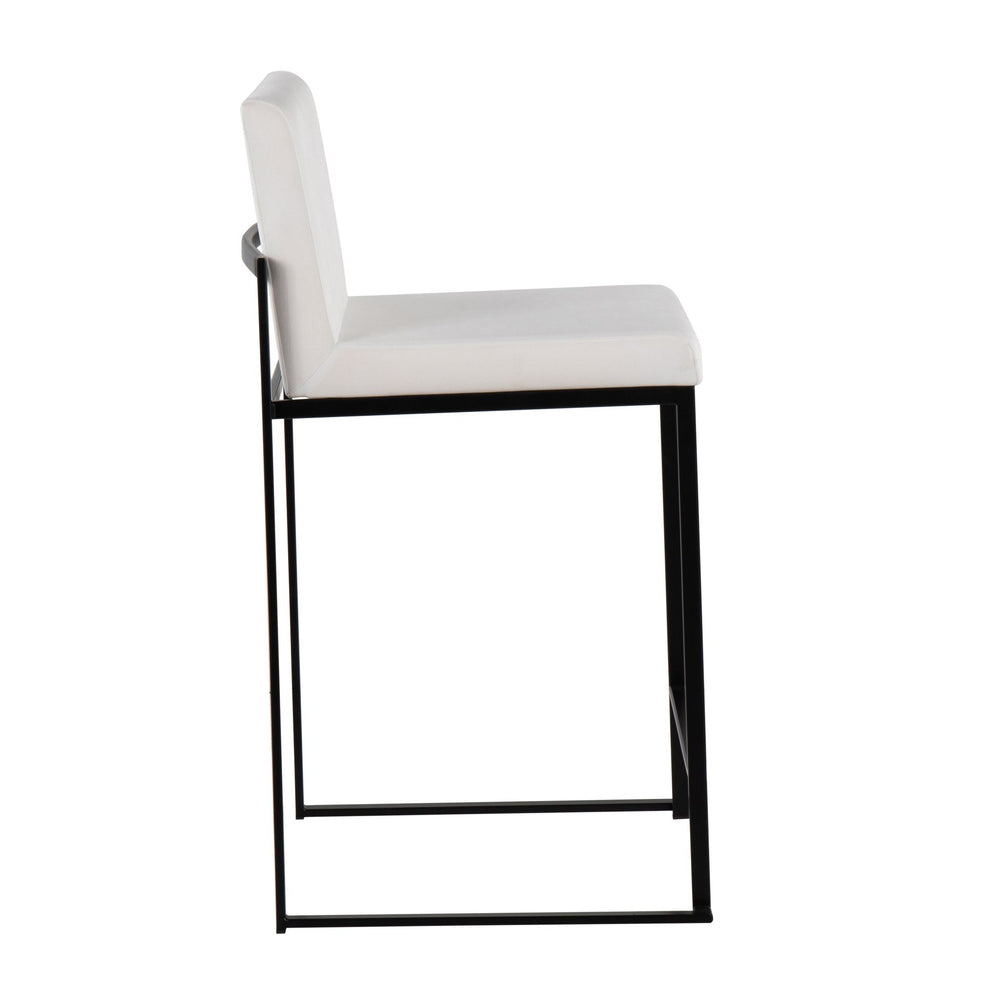 Fuji Contemporary High Back Counter Stool in Black Steel and Black Velvet By LumiSource - Set of 2 | Counter Stools | Modishstore - 14