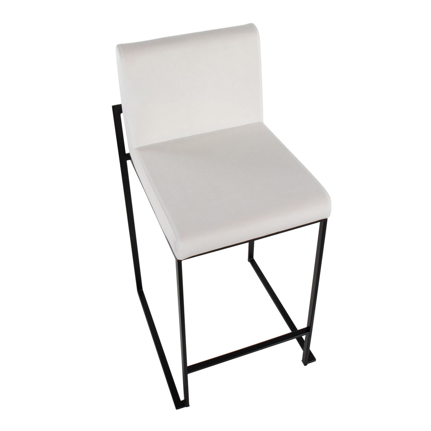 Fuji Contemporary High Back Counter Stool in Black Steel and Black Velvet By LumiSource - Set of 2 | Counter Stools | Modishstore - 11