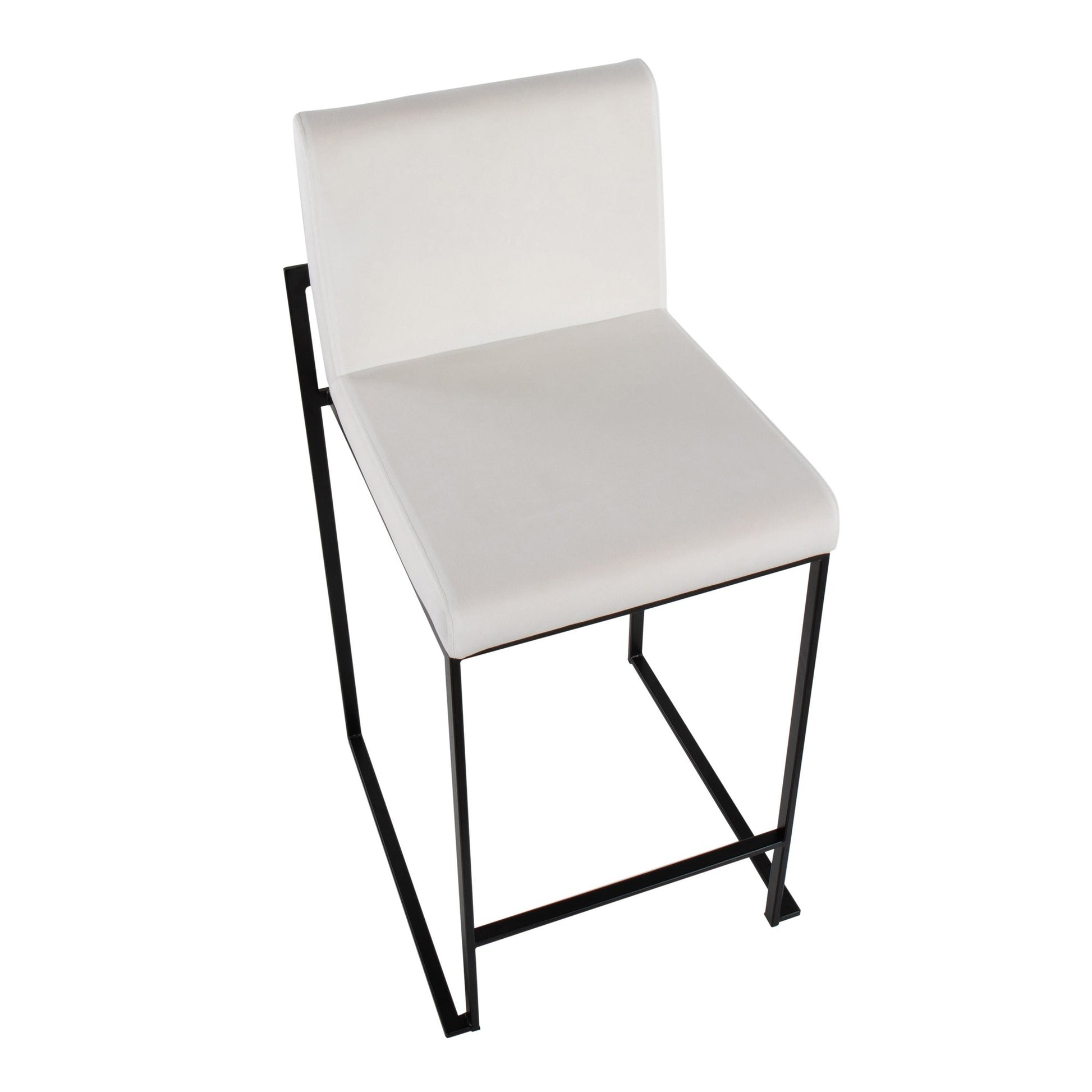 Fuji Contemporary High Back Counter Stool in Black Steel and Black Velvet By LumiSource - Set of 2 | Counter Stools | Modishstore - 11