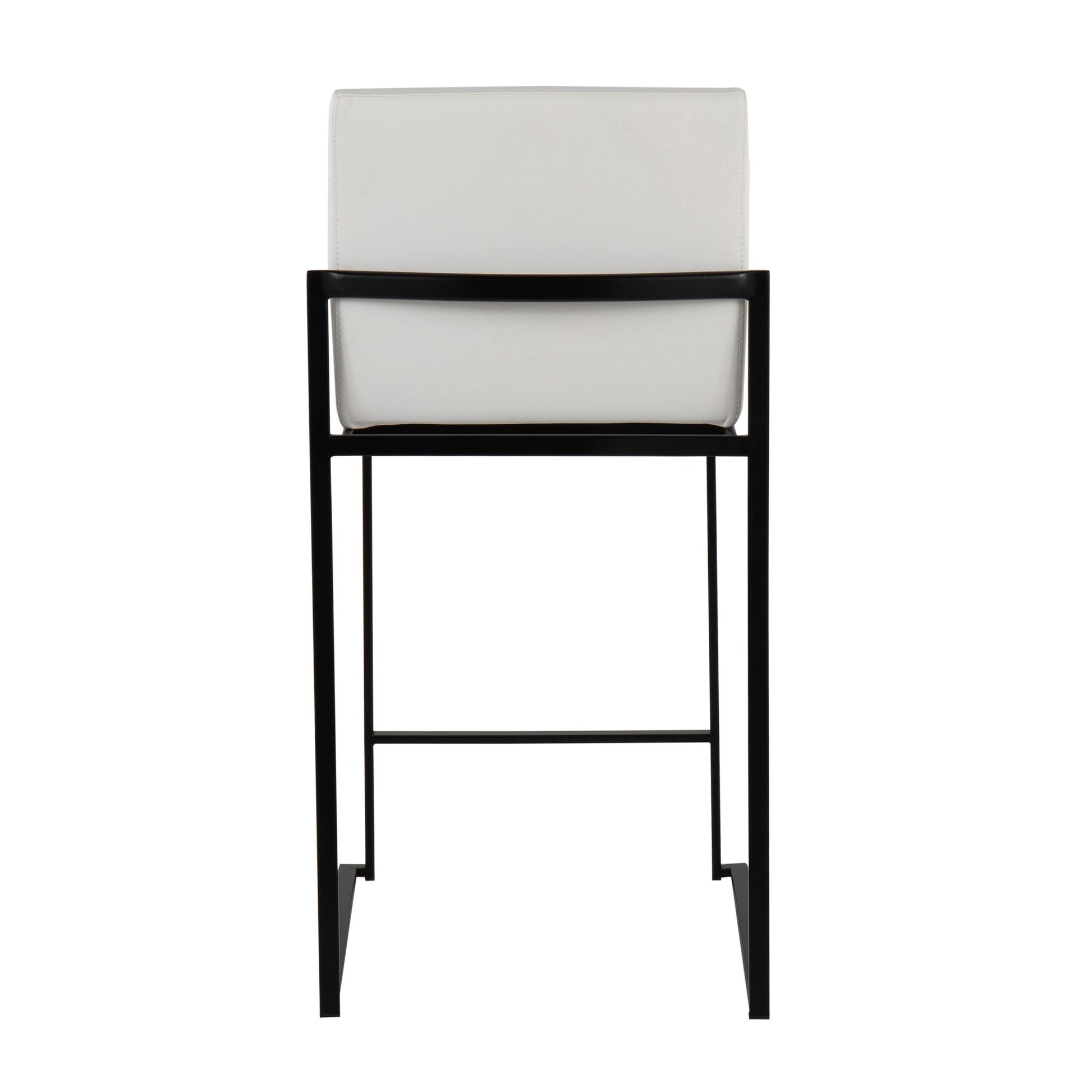 Fuji Contemporary High Back Counter Stool in Black Steel and White Faux Leather By LumiSource - Set of 2 | Counter Stools | Modishstore - 8
