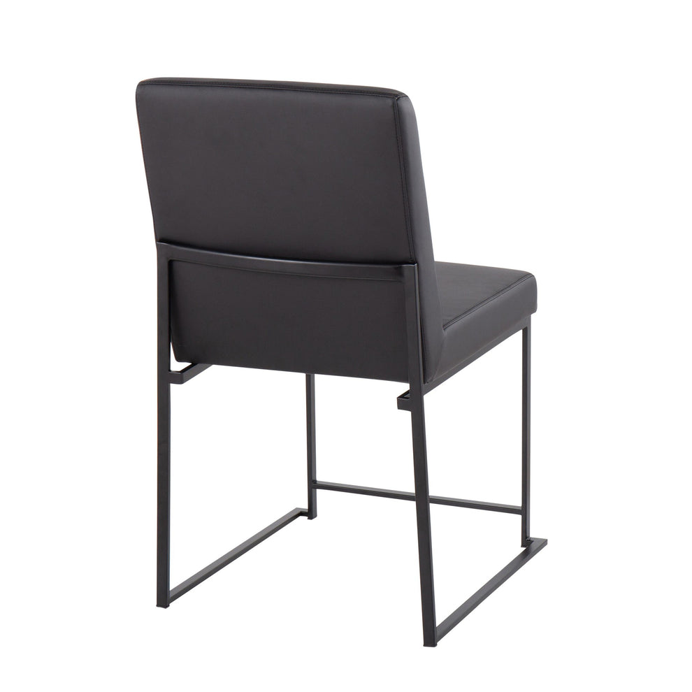 High Back Fuji Contemporary Dining Chair in Black Steel and Black Faux Leather By LumiSource - Set of 2 | Dining Chairs | Modishstore - 10
