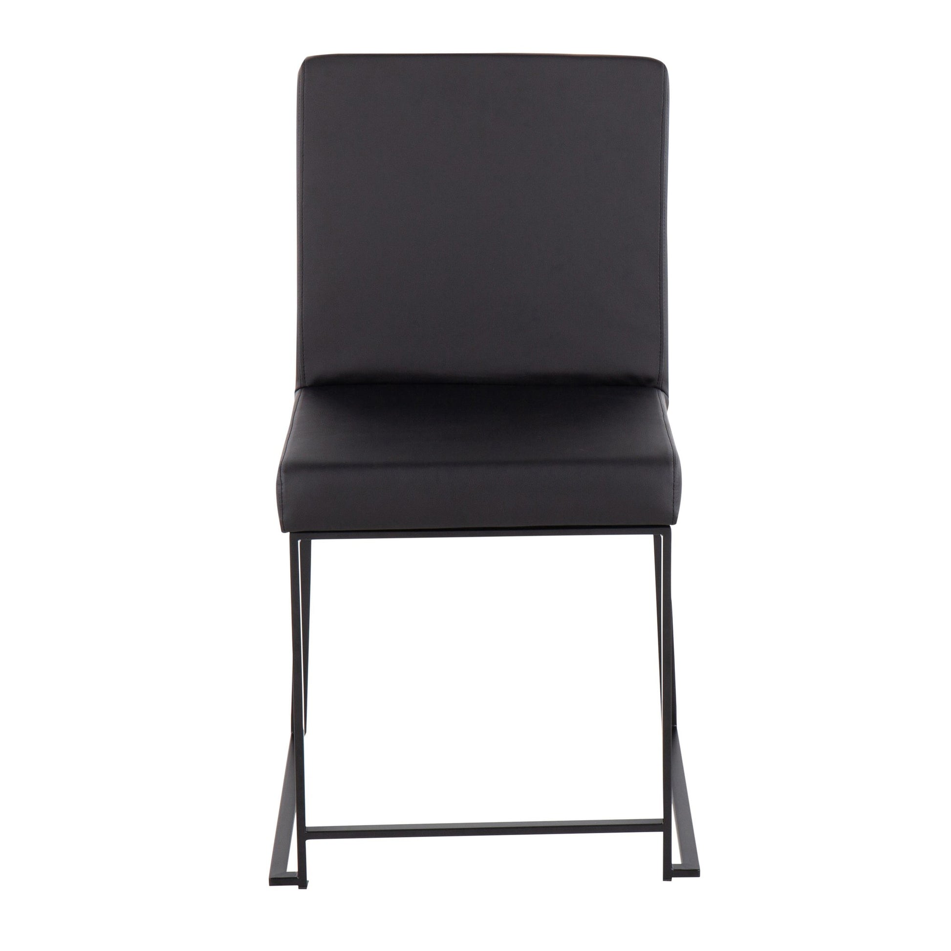 High Back Fuji Contemporary Dining Chair in Black Steel and Black Faux Leather By LumiSource - Set of 2 | Dining Chairs | Modishstore - 3