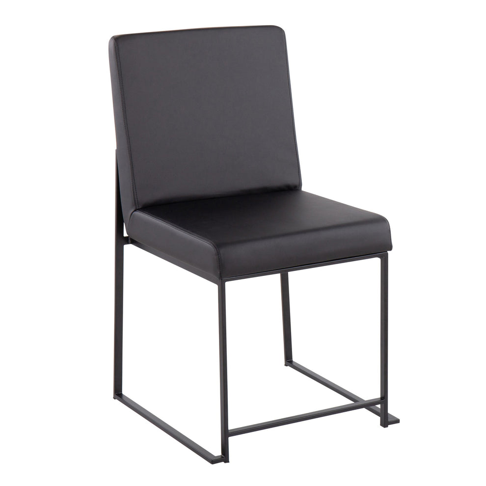 High Back Fuji Contemporary Dining Chair in Black Steel and Black Faux Leather By LumiSource - Set of 2 | Dining Chairs | Modishstore - 8