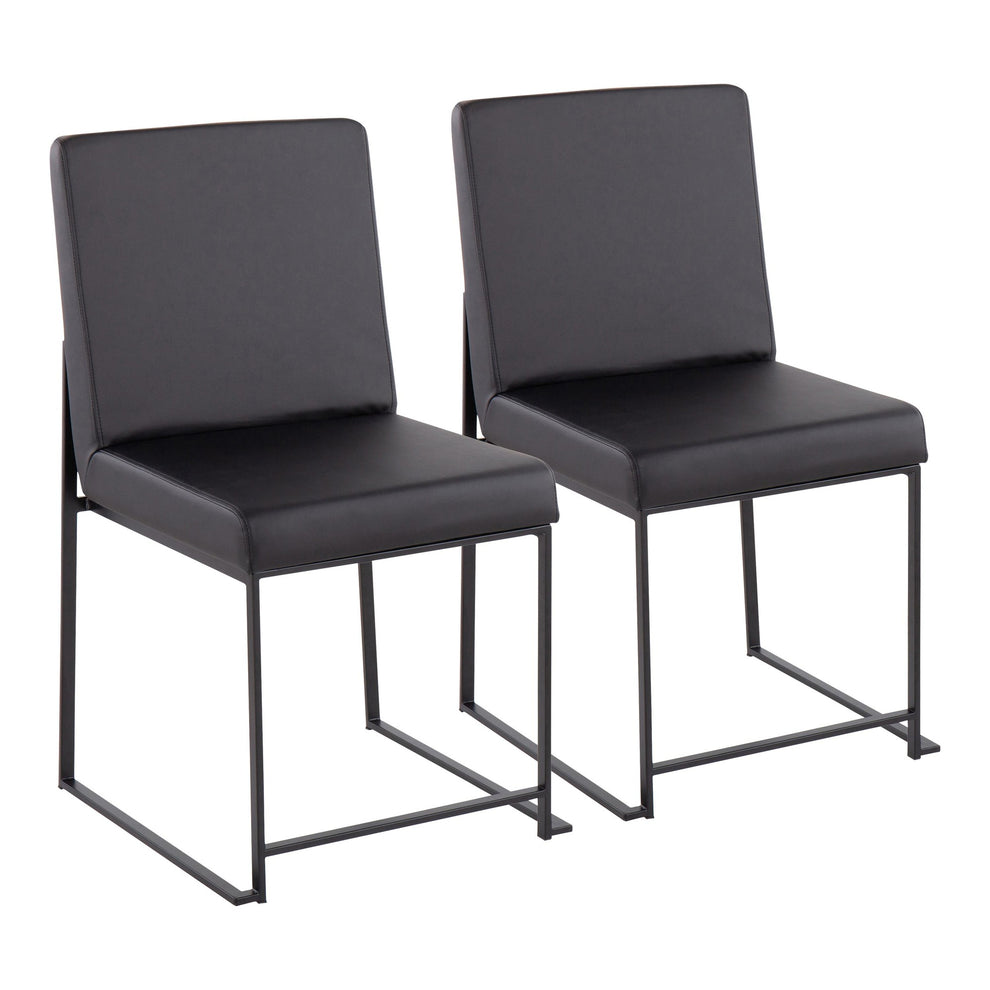 High Back Fuji Contemporary Dining Chair in Black Steel and Black Faux Leather By LumiSource - Set of 2 | Dining Chairs | Modishstore - 2