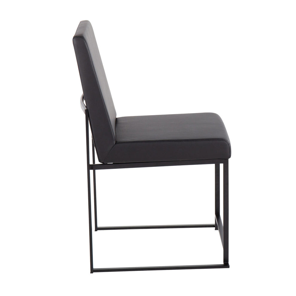 High Back Fuji Contemporary Dining Chair in Black Steel and Black Faux Leather By LumiSource - Set of 2 | Dining Chairs | Modishstore - 9