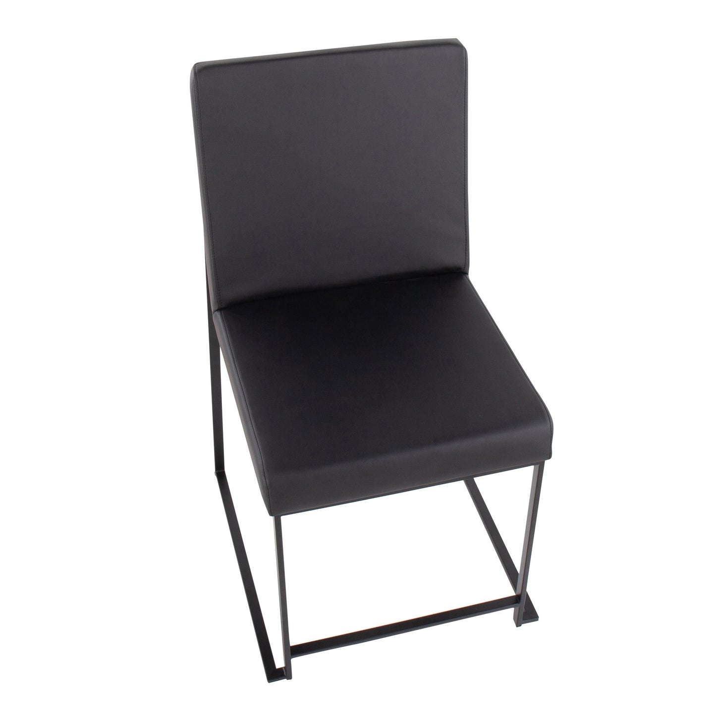 High Back Fuji Contemporary Dining Chair in Black Steel and Black Faux Leather By LumiSource - Set of 2 | Dining Chairs | Modishstore - 4