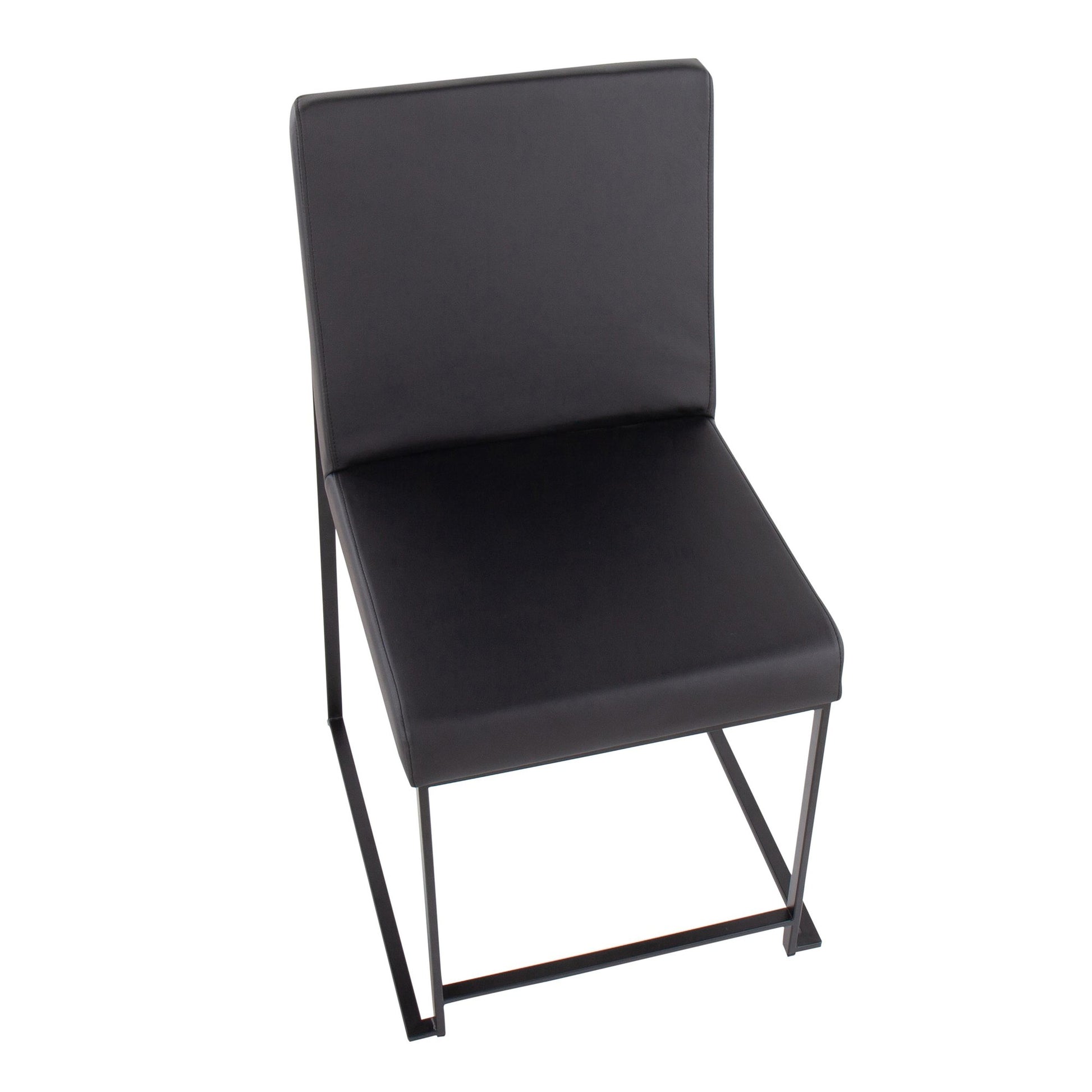 High Back Fuji Contemporary Dining Chair in Black Steel and Black Faux Leather By LumiSource - Set of 2 | Dining Chairs | Modishstore - 4