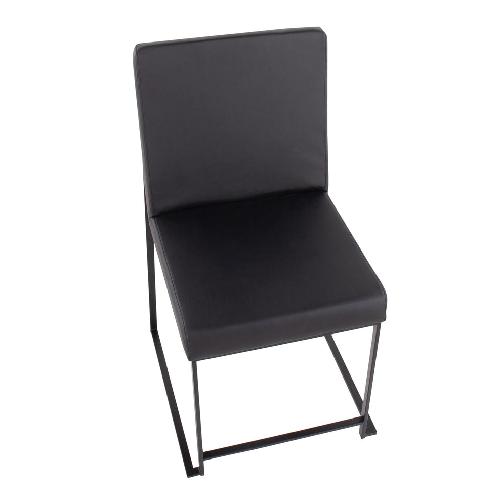 High Back Fuji Contemporary Dining Chair in Black Steel and Black Faux Leather By LumiSource - Set of 2 | Dining Chairs | Modishstore - 4