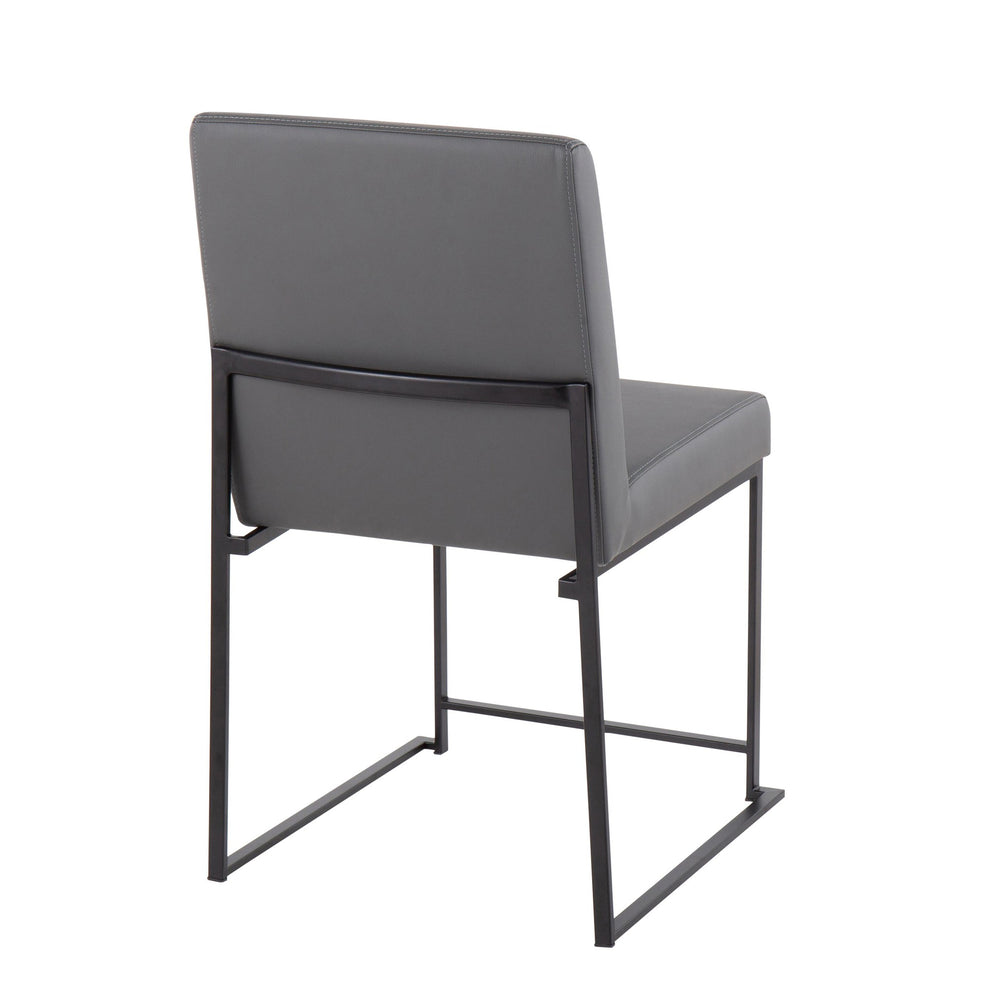 High Back Fuji Contemporary Dining Chair in Black Steel and Grey Faux Leather By LumiSource - Set of 2 | Dining Chairs | Modishstore - 10