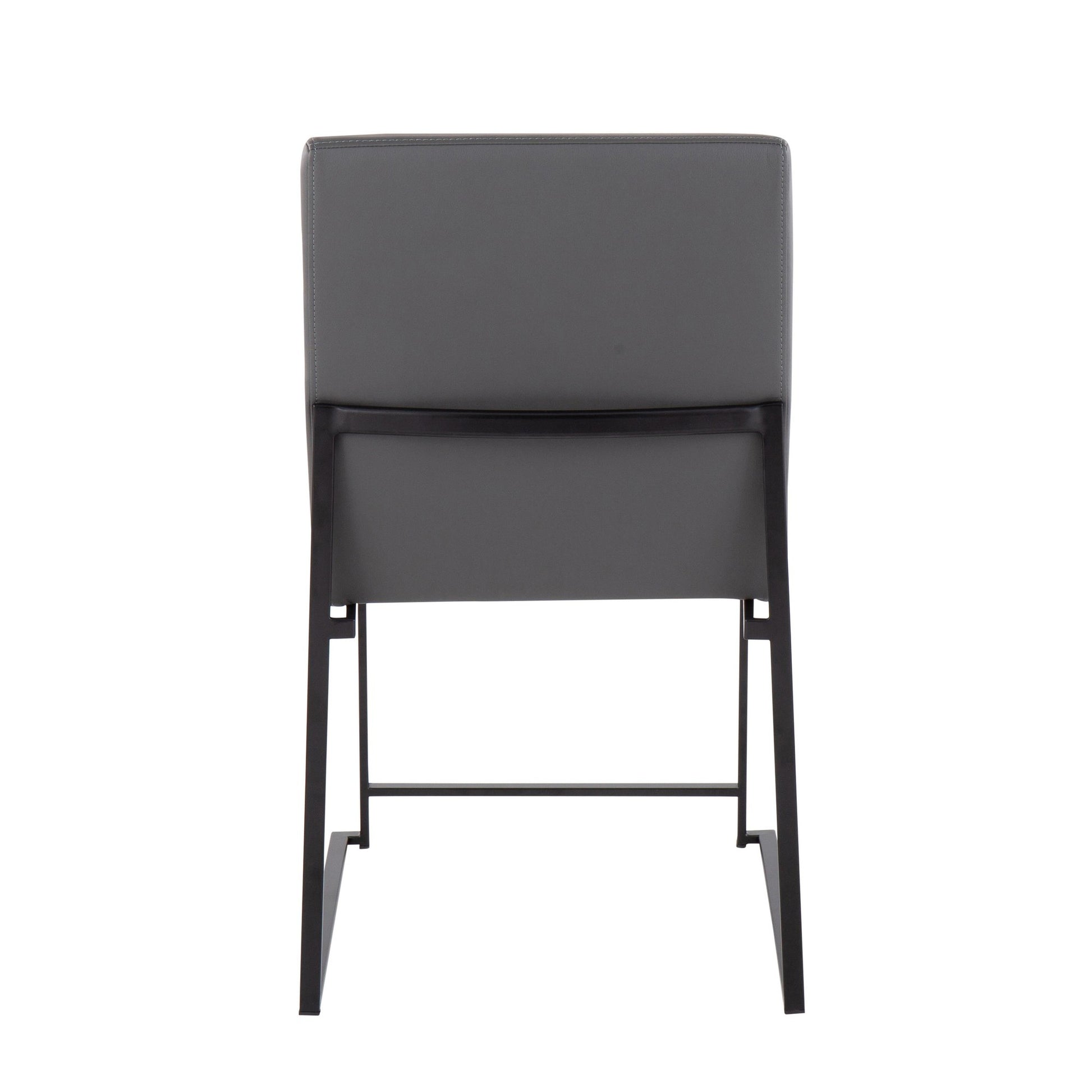 High Back Fuji Contemporary Dining Chair in Black Steel and Grey Faux Leather By LumiSource - Set of 2 | Dining Chairs | Modishstore - 11