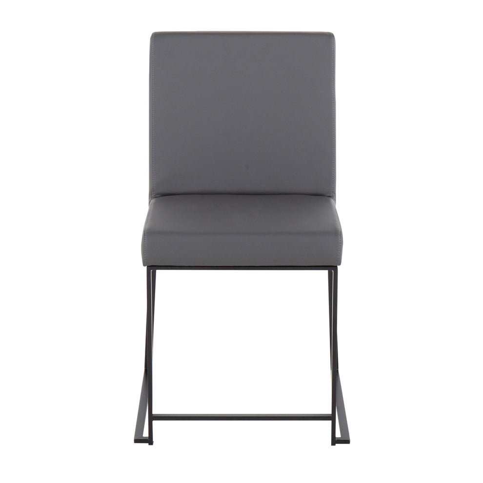 High Back Fuji Contemporary Dining Chair in Black Steel and Grey Faux Leather By LumiSource - Set of 2 | Dining Chairs | Modishstore - 3
