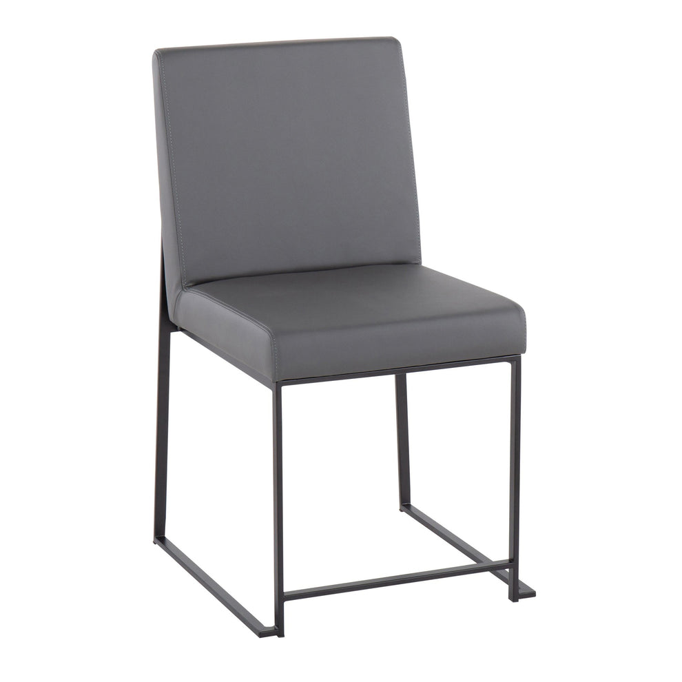 High Back Fuji Contemporary Dining Chair in Black Steel and Grey Faux Leather By LumiSource - Set of 2 | Dining Chairs | Modishstore - 8