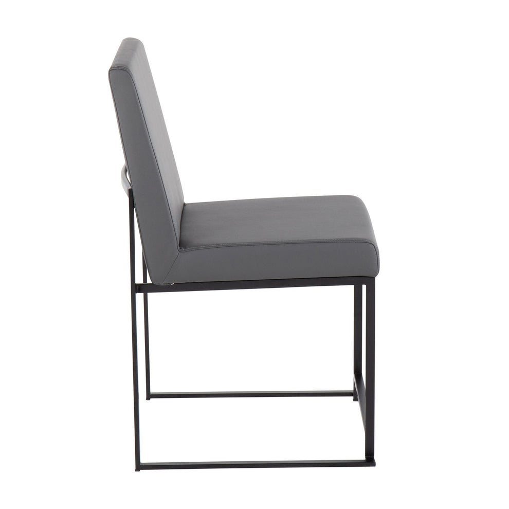 High Back Fuji Contemporary Dining Chair in Black Steel and Grey Faux Leather By LumiSource - Set of 2 | Dining Chairs | Modishstore - 9
