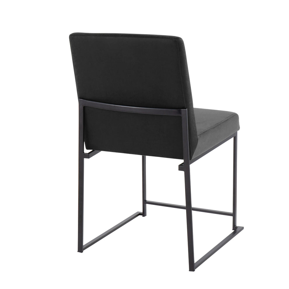 High Back Fuji Contemporary Dining Chair in Black Steel and Black Velvet By LumiSource - Set of 2 | Dining Chairs | Modishstore - 10