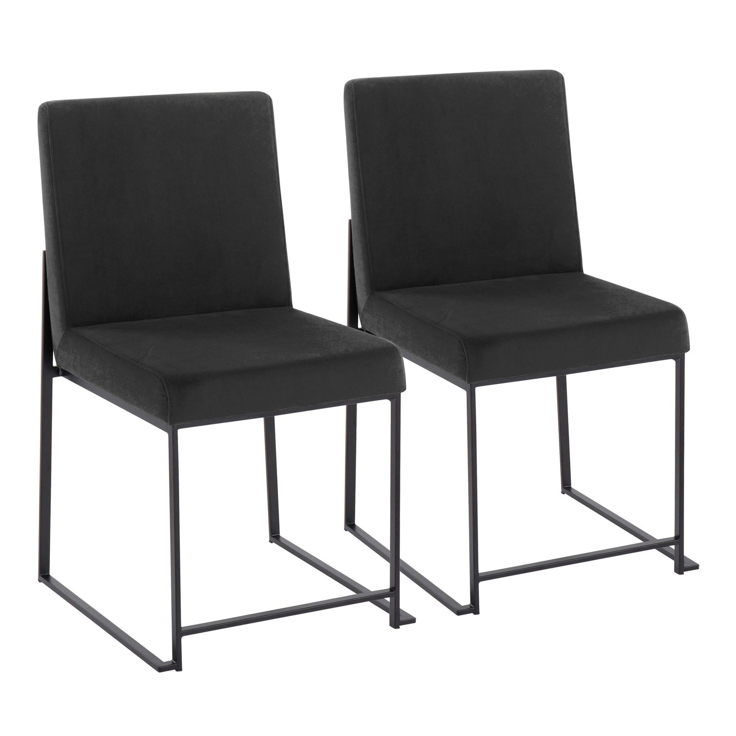 High Back Fuji Contemporary Dining Chair in Black Steel and Black Velvet By LumiSource - Set of 2 | Dining Chairs | Modishstore - 2