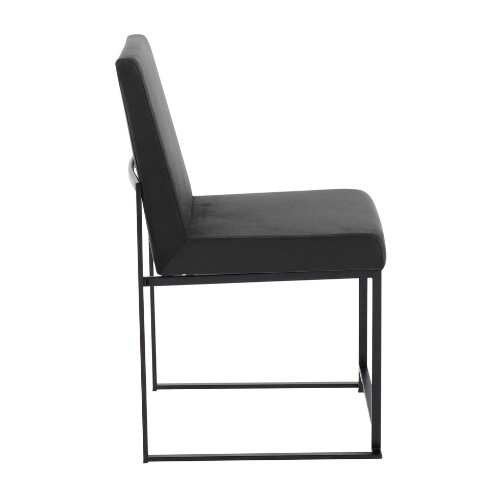 High Back Fuji Contemporary Dining Chair in Black Steel and Black Velvet By LumiSource - Set of 2 | Dining Chairs | Modishstore - 9