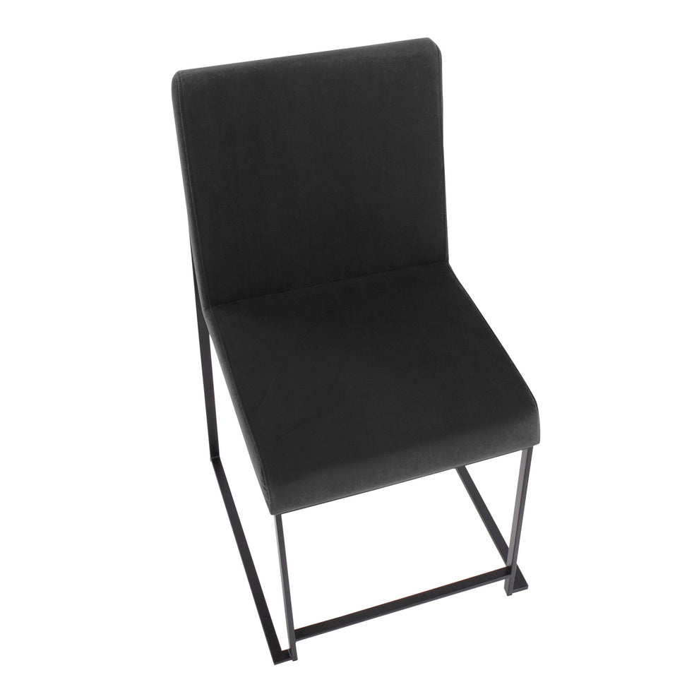 High Back Fuji Contemporary Dining Chair in Black Steel and Black Velvet By LumiSource - Set of 2 | Dining Chairs | Modishstore - 4