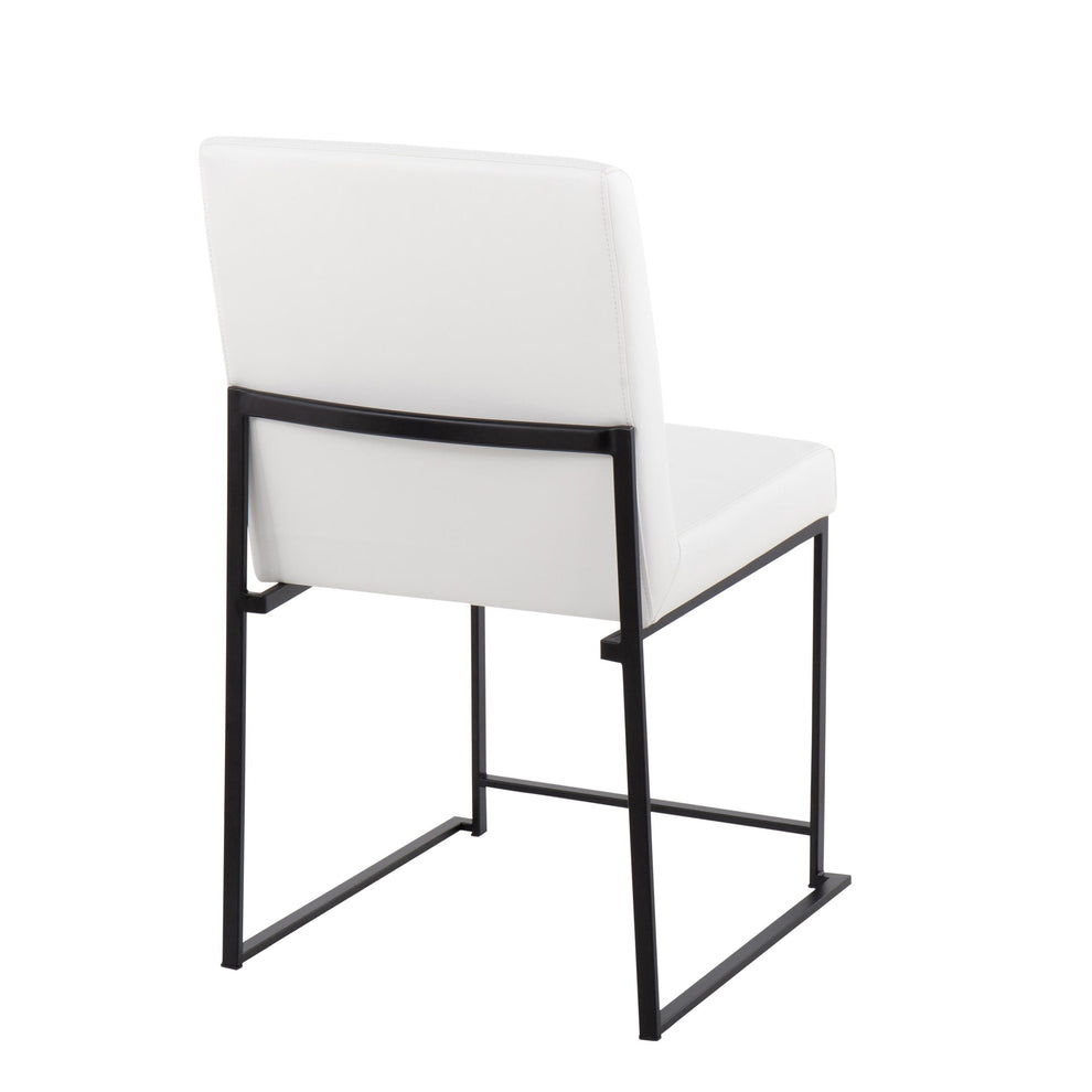 High Back Fuji Contemporary Dining Chair in Black Steel and White Faux Leather By LumiSource - Set of 2 | Dining Chairs | Modishstore - 10