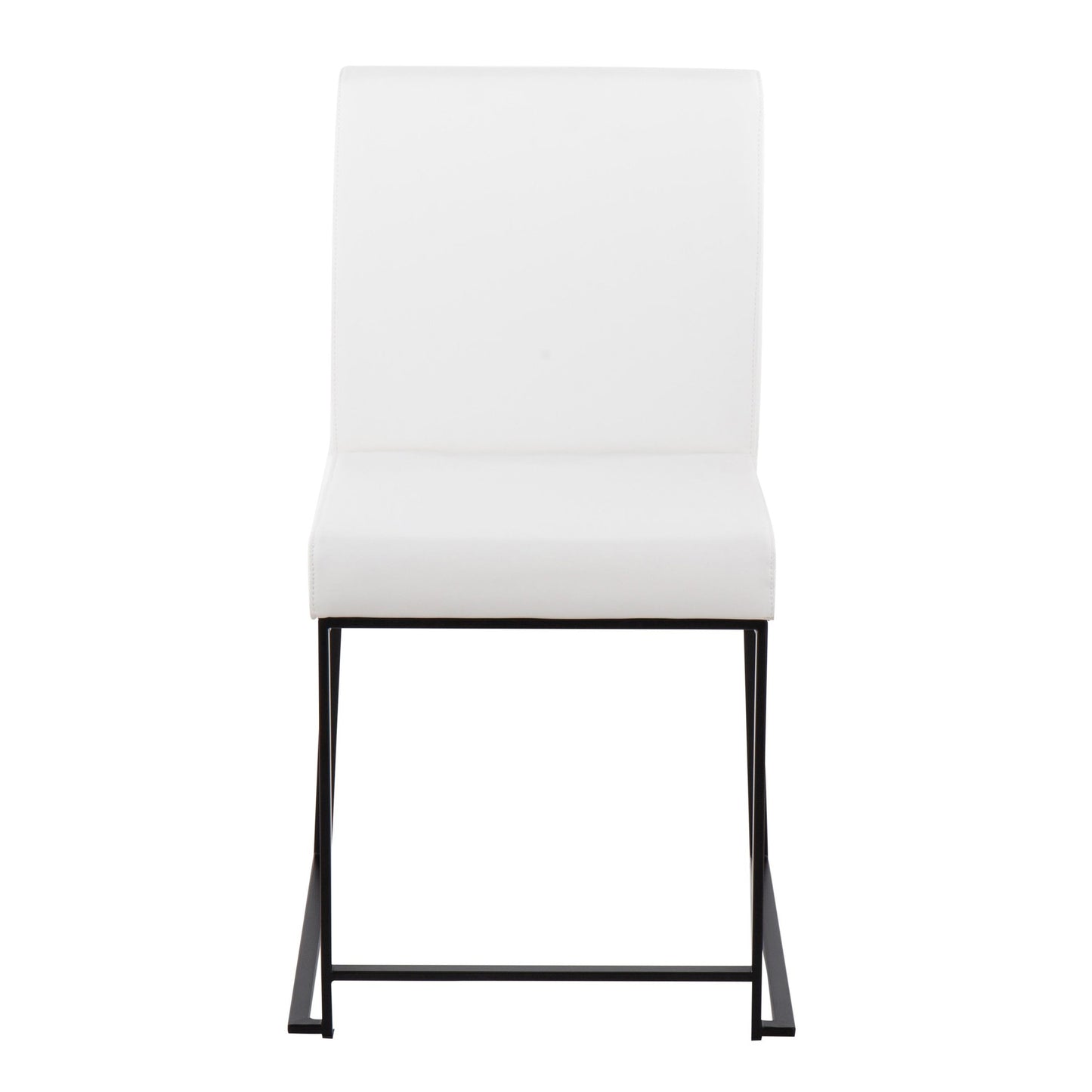 High Back Fuji Contemporary Dining Chair in Black Steel and White Faux Leather By LumiSource - Set of 2 | Dining Chairs | Modishstore - 3