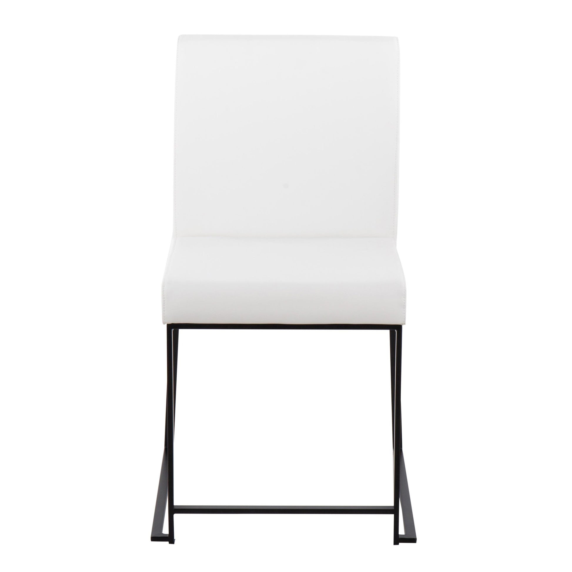 High Back Fuji Contemporary Dining Chair in Black Steel and White Faux Leather By LumiSource - Set of 2 | Dining Chairs | Modishstore - 3