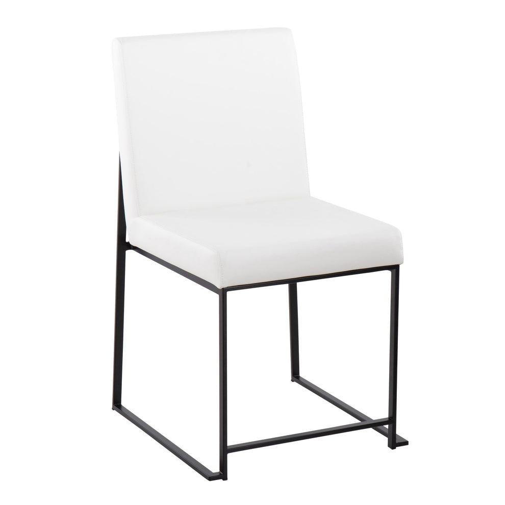 High Back Fuji Contemporary Dining Chair in Black Steel and White Faux Leather By LumiSource - Set of 2 | Dining Chairs | Modishstore - 8