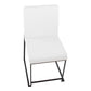 High Back Fuji Contemporary Dining Chair in Black Steel and White Faux Leather By LumiSource - Set of 2 | Dining Chairs | Modishstore - 4