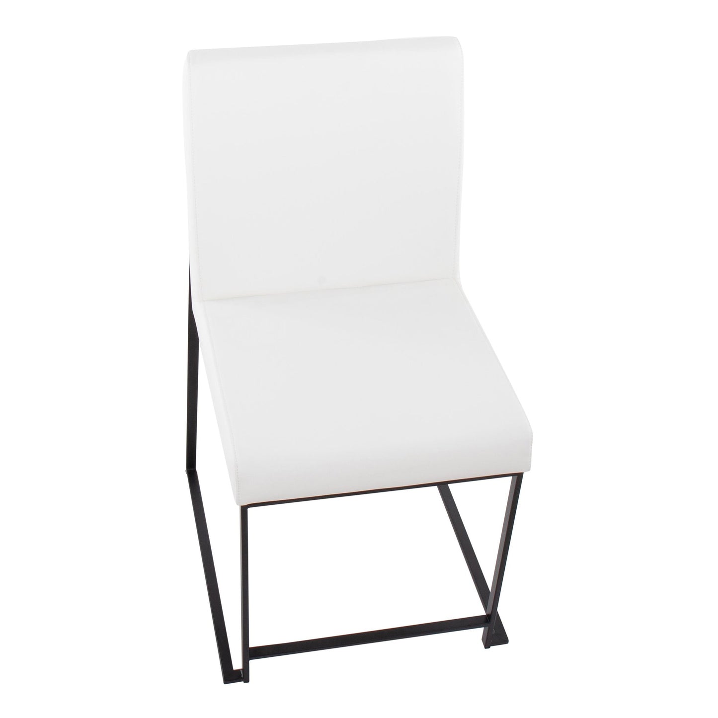 High Back Fuji Contemporary Dining Chair in Black Steel and White Faux Leather By LumiSource - Set of 2 | Dining Chairs | Modishstore - 4