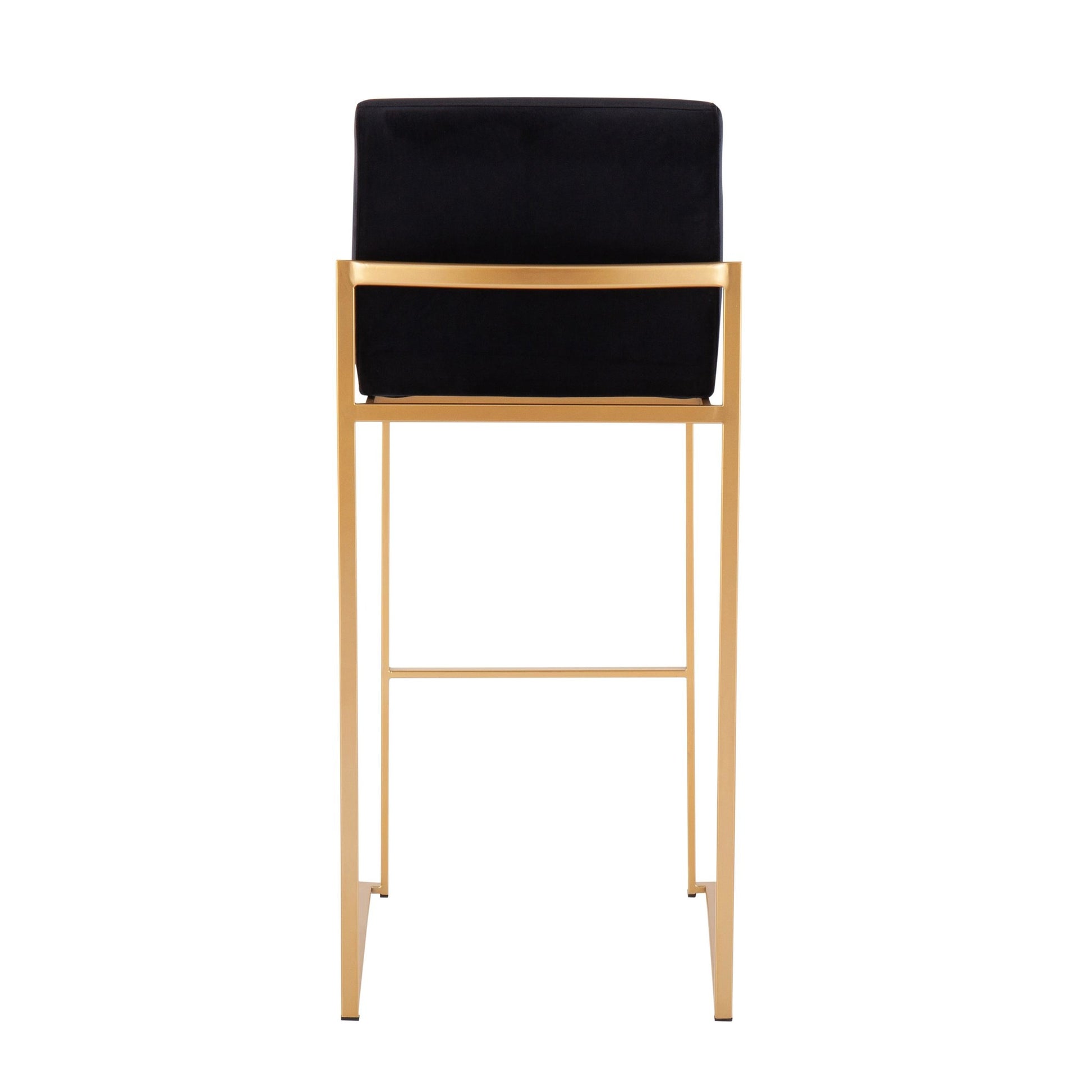 Fuji Contemporary High Back Barstool in Gold Steel and Black Velvet By LumiSource - Set of 2 | Bar Stools | Modishstore - 9