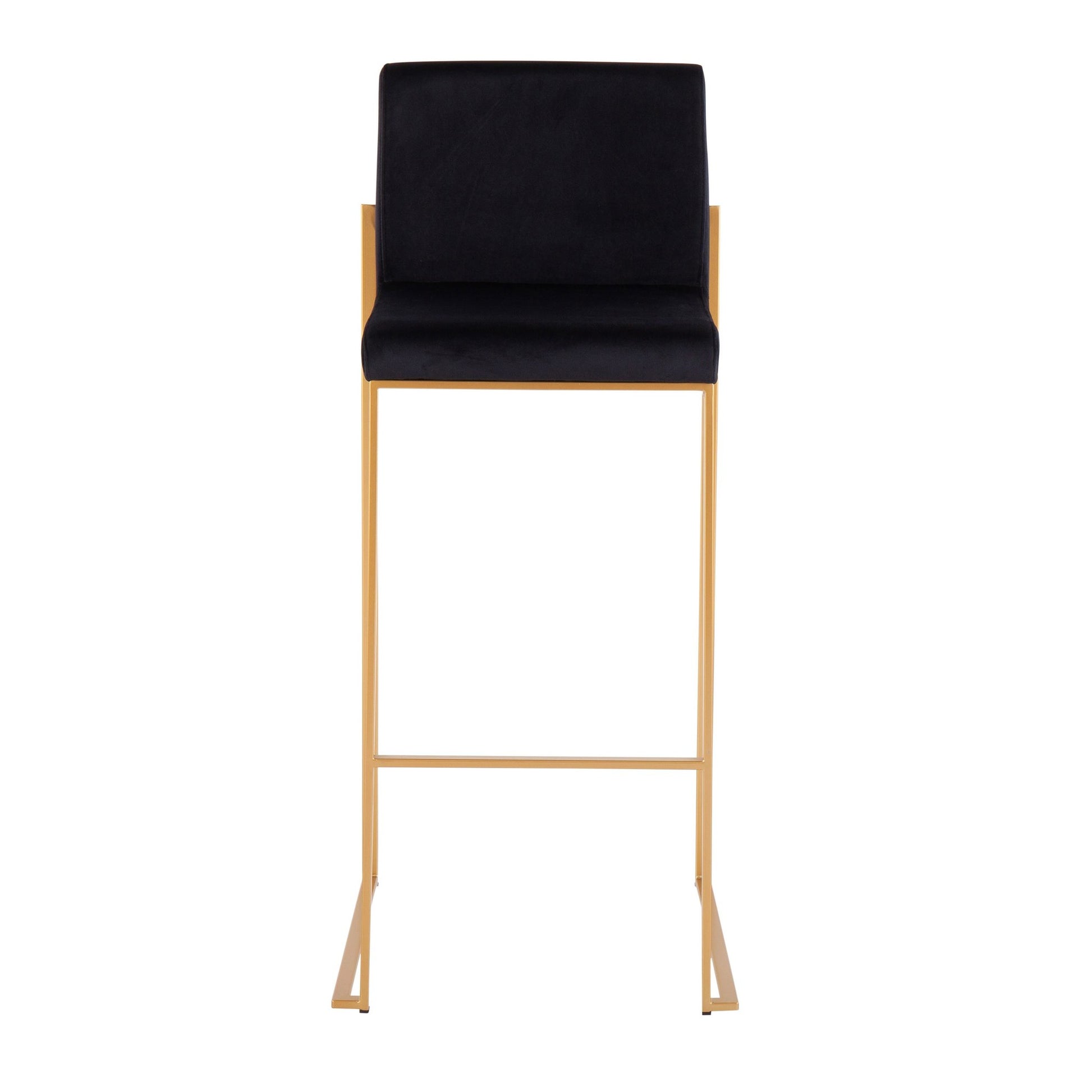 Fuji Contemporary High Back Barstool in Gold Steel and Black Velvet By LumiSource - Set of 2 | Bar Stools | Modishstore - 2