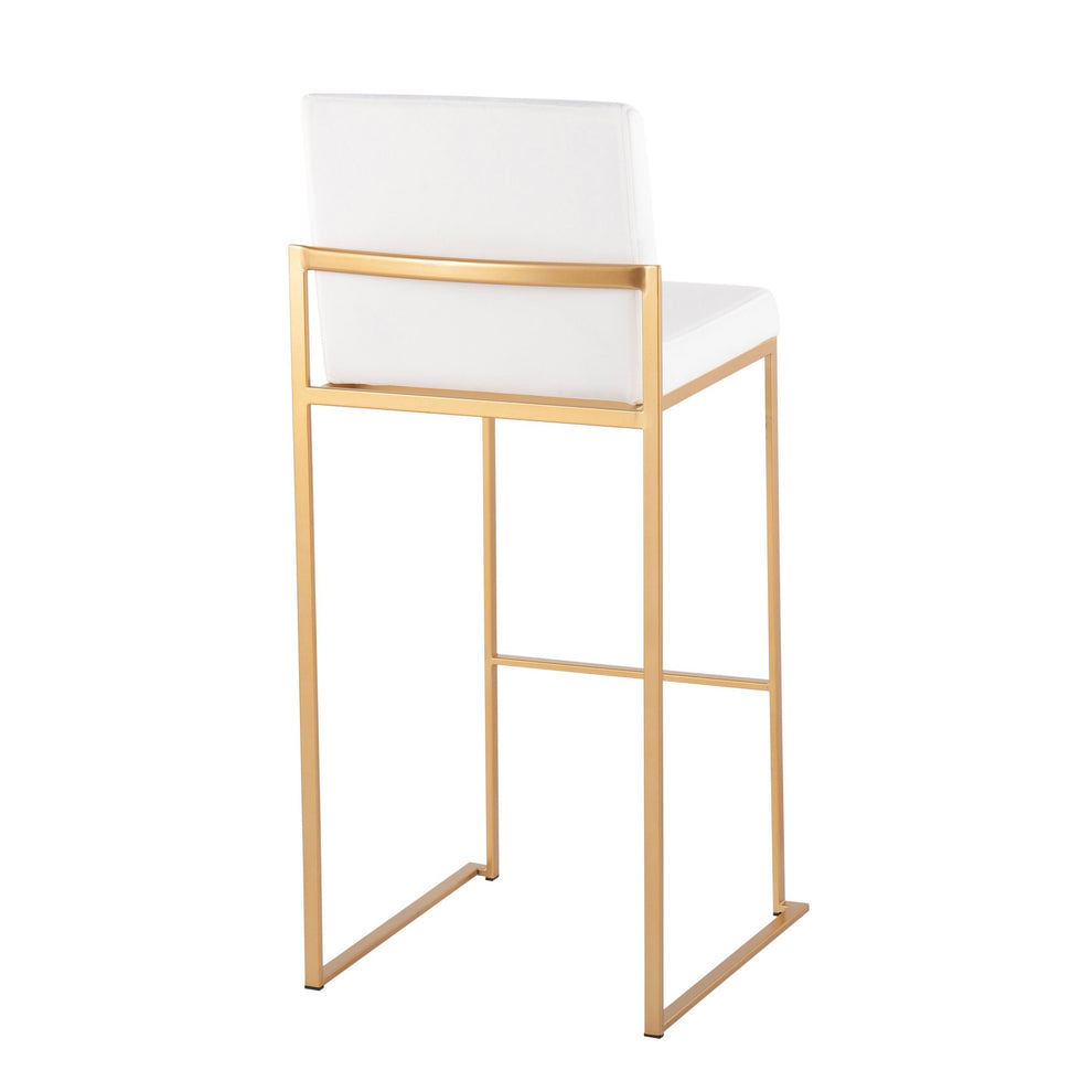 Fuji Contemporary High Back Barstool in Gold Steel and Black Velvet By LumiSource - Set of 2 | Bar Stools | Modishstore - 17