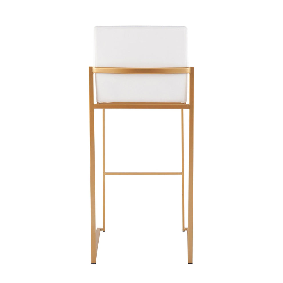 Fuji Contemporary High Back Barstool in Gold Steel and Black Velvet By LumiSource - Set of 2 | Bar Stools | Modishstore - 18