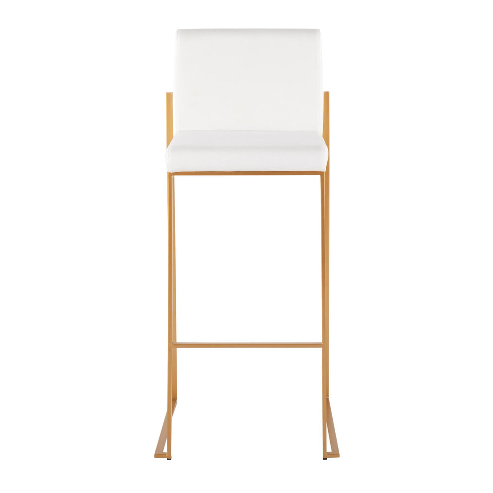 Fuji Contemporary High Back Barstool in Gold Steel and Black Velvet By LumiSource - Set of 2 | Bar Stools | Modishstore - 11