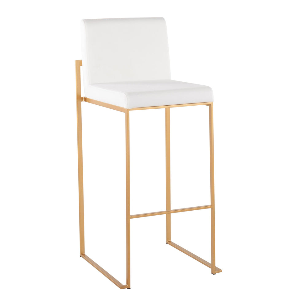 Fuji Contemporary High Back Barstool in Gold Steel and Black Velvet By LumiSource - Set of 2 | Bar Stools | Modishstore - 15