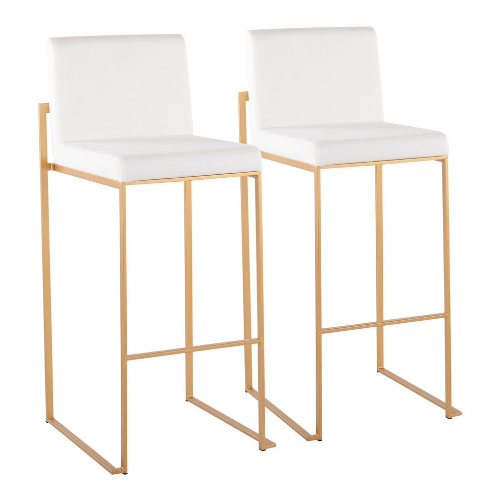 Fuji Contemporary High Back Barstool in Gold Steel and Black Velvet By LumiSource - Set of 2 | Bar Stools | Modishstore - 10