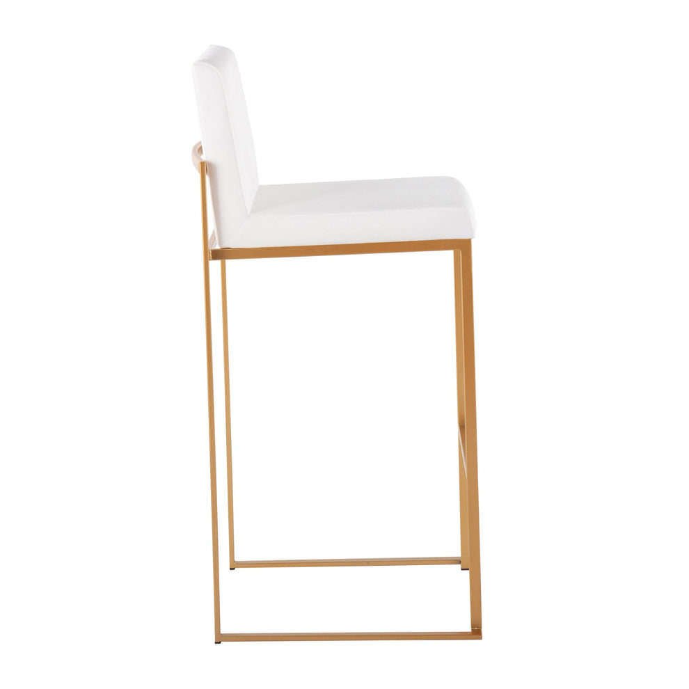 Fuji Contemporary High Back Barstool in Gold Steel and Black Velvet By LumiSource - Set of 2 | Bar Stools | Modishstore - 16