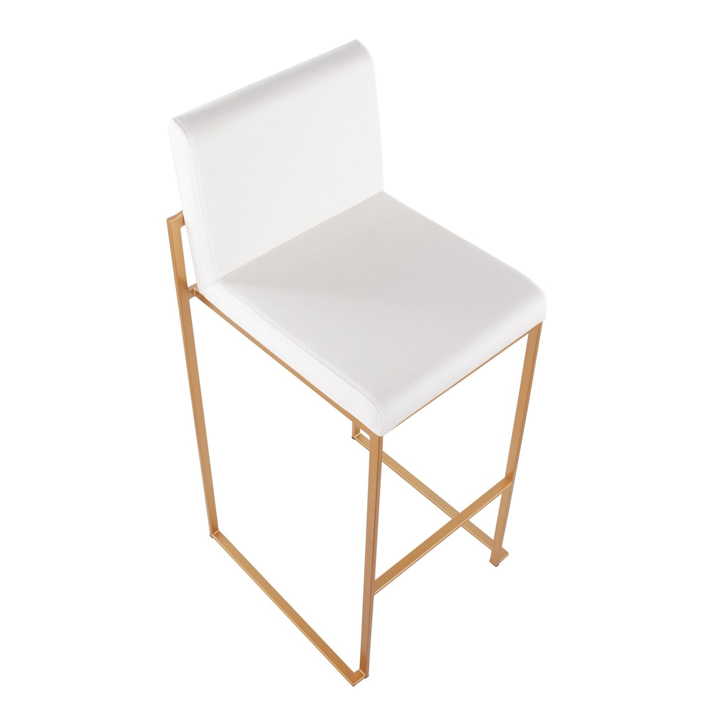 Fuji Contemporary High Back Barstool in Gold Steel and Black Velvet By LumiSource - Set of 2 | Bar Stools | Modishstore - 12