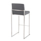 Fuji Contemporary High Back Barstool in Stainless Steel and Grey Faux Leather By LumiSource - Set of 2 | Bar Stools | Modishstore - 8