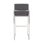 Fuji Contemporary High Back Barstool in Stainless Steel and Grey Faux Leather By LumiSource - Set of 2 | Bar Stools | Modishstore - 9