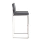 Fuji Contemporary High Back Barstool in Stainless Steel and Grey Faux Leather By LumiSource - Set of 2 | Bar Stools | Modishstore - 7