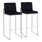 Fuji Contemporary High Back Barstool in Stainless Steel and Black Velvet By LumiSource - Set of 2 | Bar Stools | Modishstore - 2
