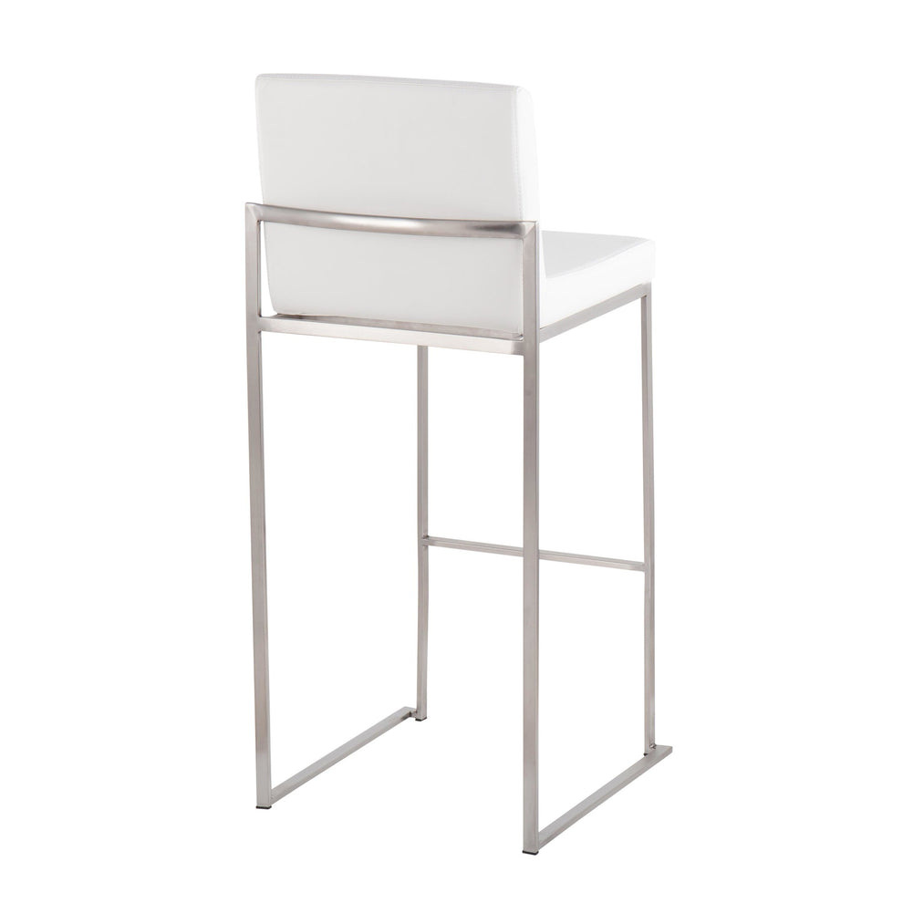 Fuji High Back Barstool - Set of 2 Gold Steel, Black PU By LumiSource | Bar Stools | Modishstore - 29