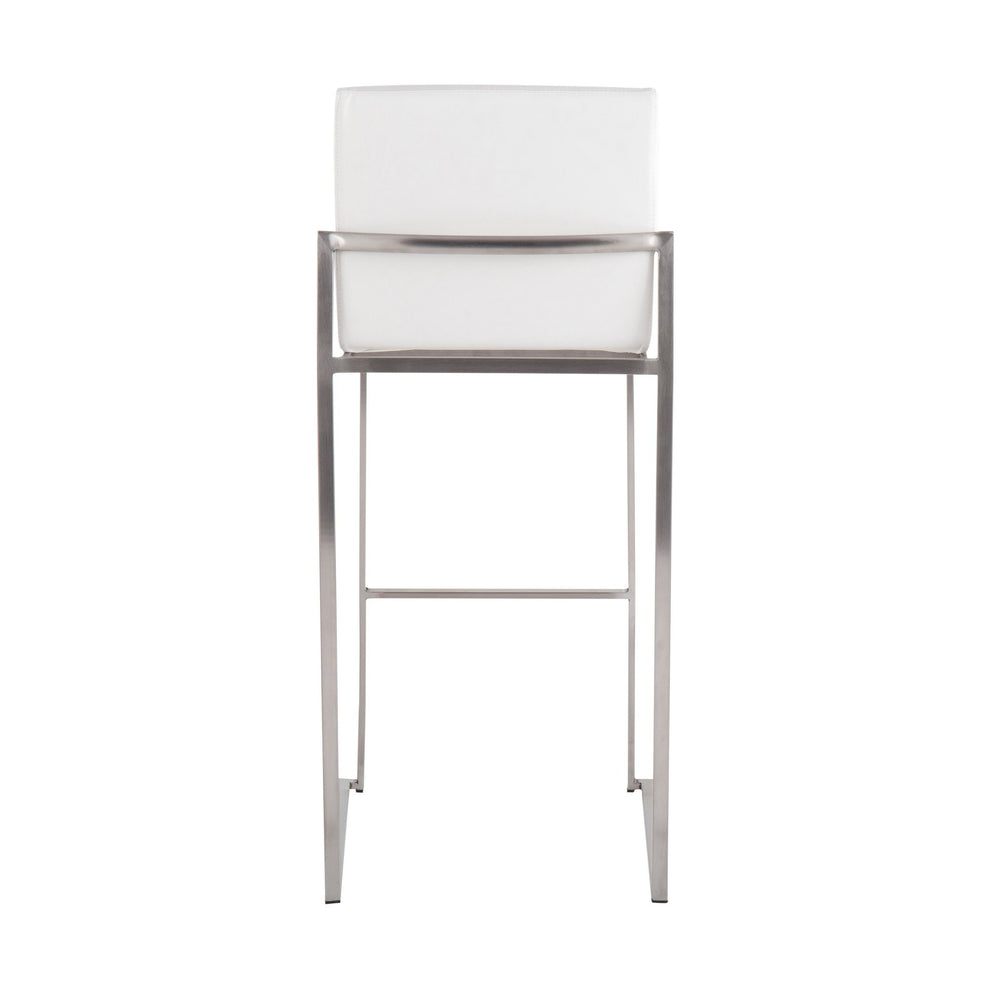 Fuji High Back Barstool - Set of 2 Gold Steel, Black PU By LumiSource | Bar Stools | Modishstore - 30