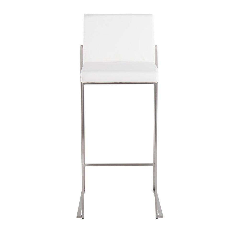 Fuji High Back Barstool - Set of 2 Gold Steel, Black PU By LumiSource | Bar Stools | Modishstore - 31