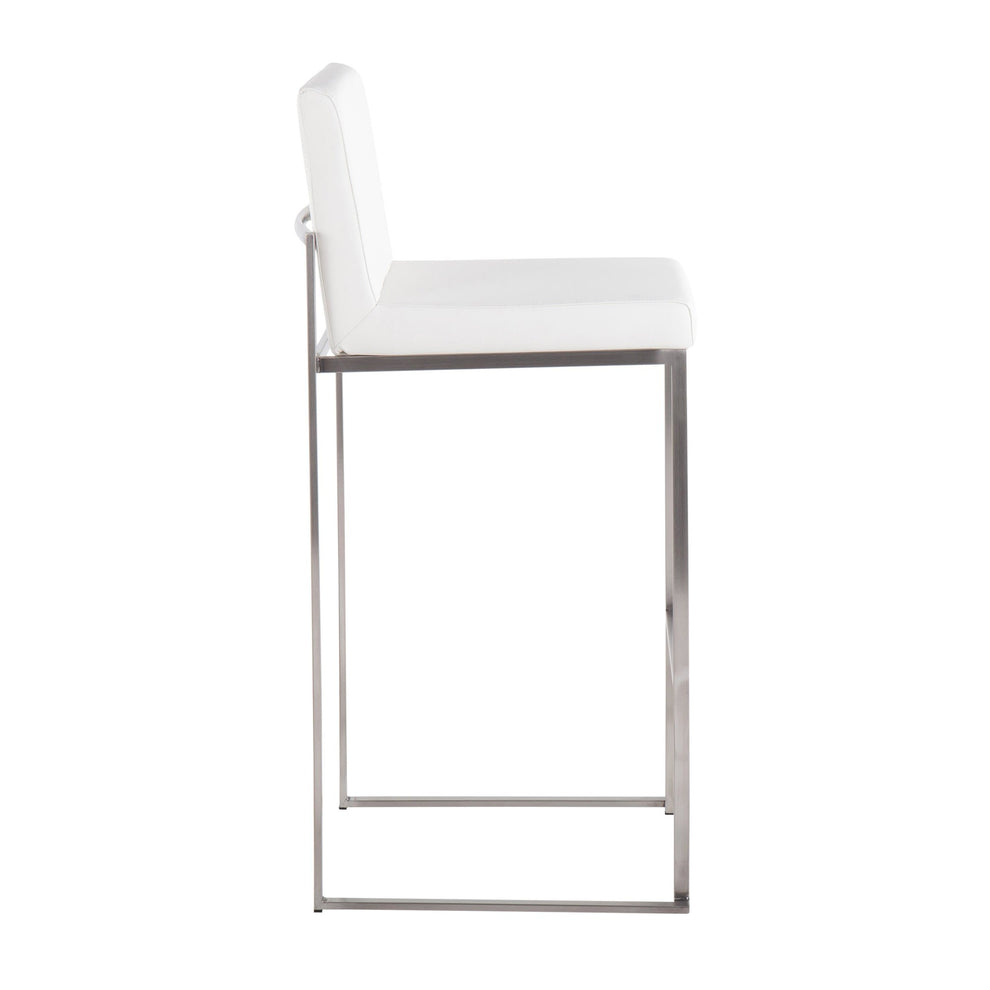 Fuji High Back Barstool - Set of 2 Gold Steel, Black PU By LumiSource | Bar Stools | Modishstore - 28