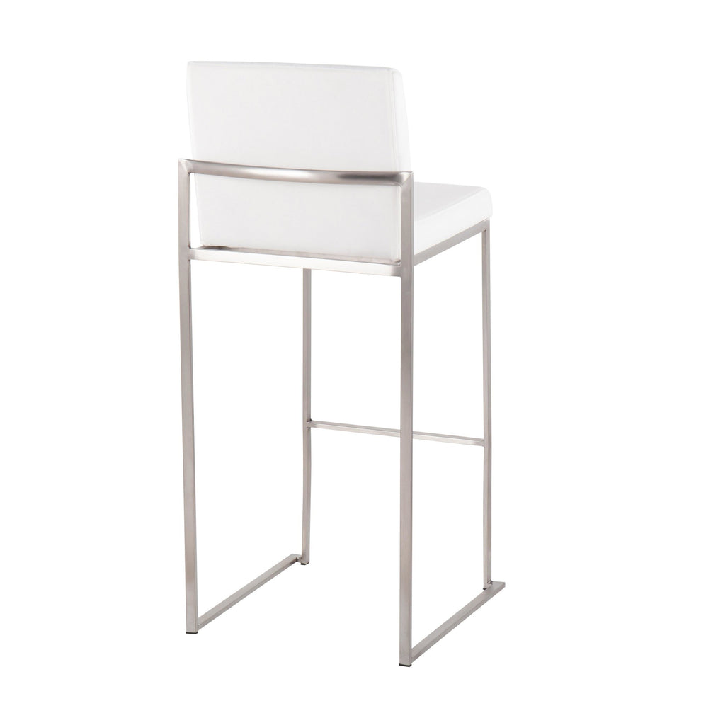 Fuji Contemporary High Back Barstool in Stainless Steel and Black Velvet By LumiSource - Set of 2 | Bar Stools | Modishstore - 17