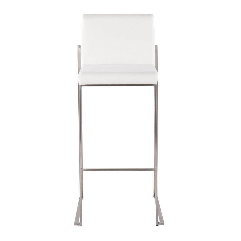 Fuji Contemporary High Back Barstool in Stainless Steel and Black Velvet By LumiSource - Set of 2 | Bar Stools | Modishstore - 11