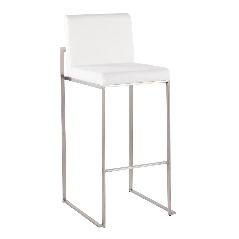Fuji Contemporary High Back Barstool in Stainless Steel and Black Velvet By LumiSource - Set of 2 | Bar Stools | Modishstore - 15