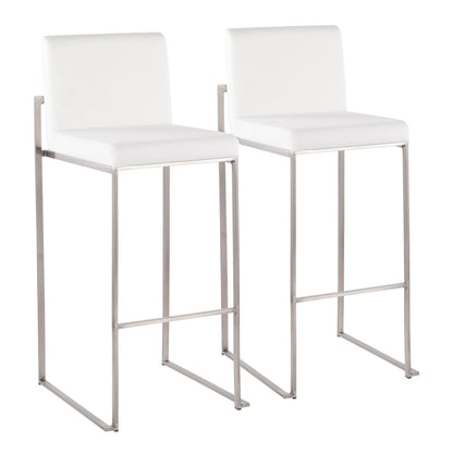 Fuji Contemporary High Back Barstool in Stainless Steel and Black Velvet By LumiSource - Set of 2 | Bar Stools | Modishstore - 10